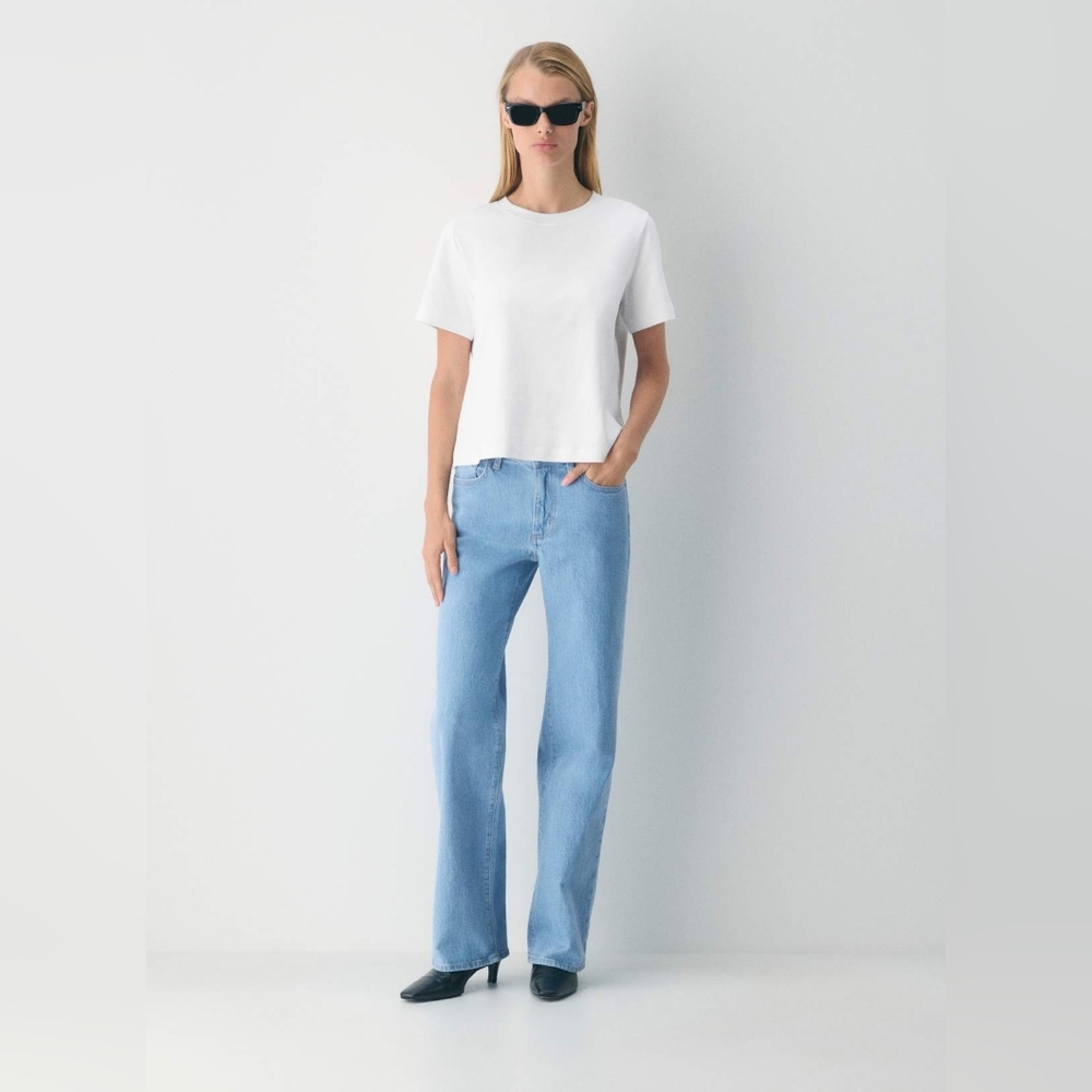 NWOT Denim Forum Lana Mid Rise Wide Jeans